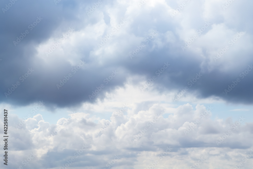 Picturesque view of beautiful sky with fluffy white clouds