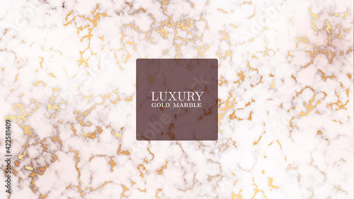 Realistic luxury gold marble texture background. Marbling texture design for banner, invitation, headers, print ads, packaging design template. Vector illustration. Isolated on white background.