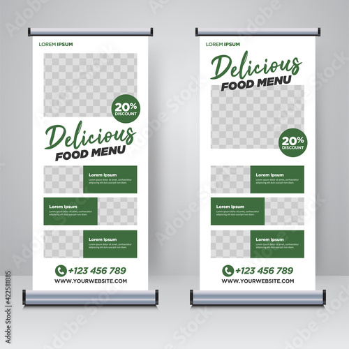 Food and Restaurant roll up banner design template