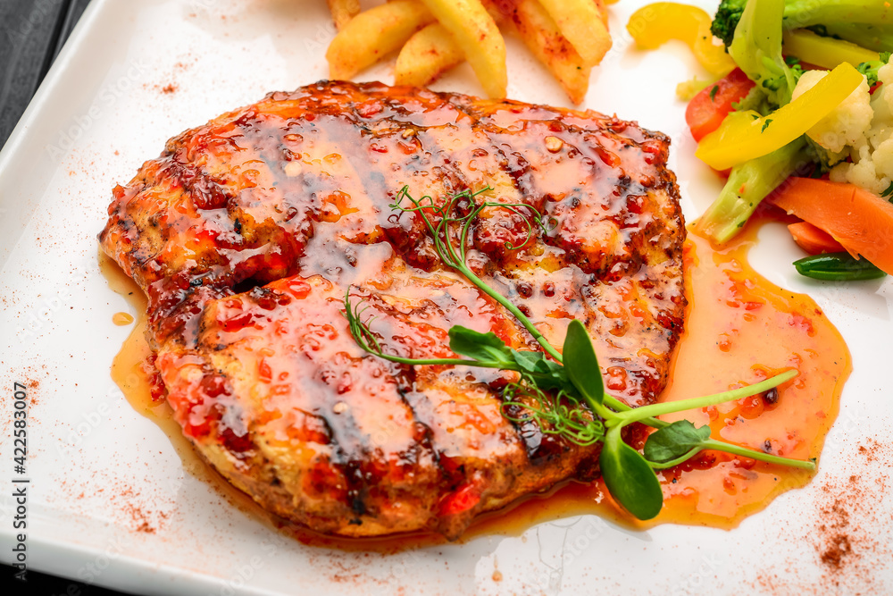 Grilled chicken breast steak with vegetables Grilled chicken breast steak with vegetables