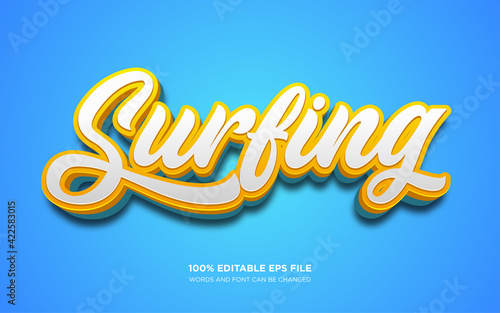 Surfing 3D editable text style effect