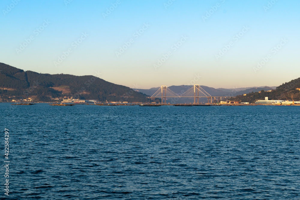 Fototapeta premium Ria de Vigo with the rande bridge in the background