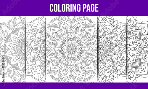 Kids coloring activity page.floral mandala drawing book a4 page bundle