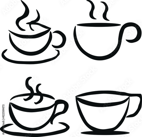 Four cups of fragrant, hot tea or coffee