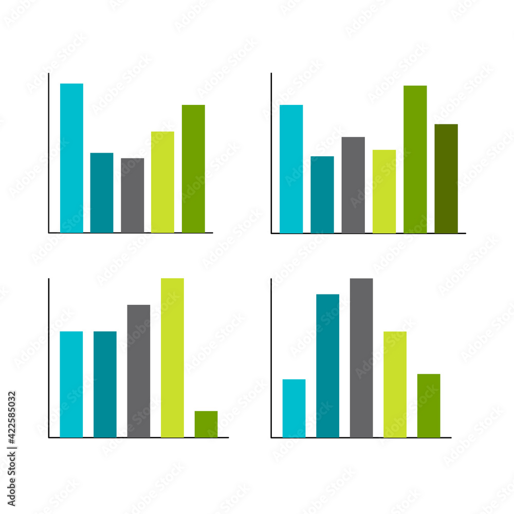 Graph bar chart. Infographics set. Vector flat illustration. Design elements for statements.