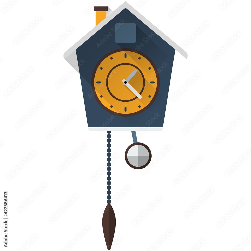 Vector old cuckoo clock isolated on white background Vector old cuckoo clock isolated on white background