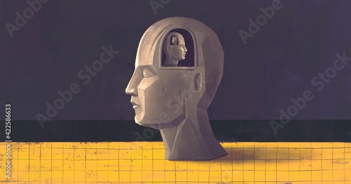 Bilde på lerret Concept art of brain thinking psychology success and mind , Surreal painting, co