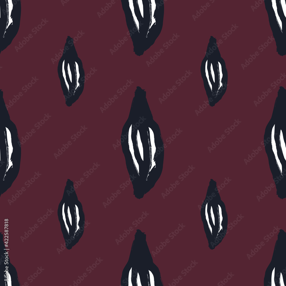 Dark leaves silhouettes print seamless doodle pattern. Maroon background. Botanic nature backdrop. Dark leaves silhouettes print seamless doodle pattern. Maroon background. Botanic nature backdrop.