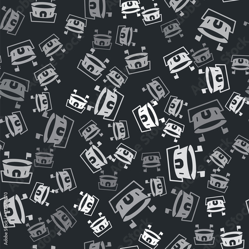 Grey Baseball arena icon isolated seamless pattern on black background. Baseball field. Vector