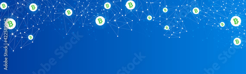 Abstract Bitcoin cash cryptocurrency wireframe low poly mesh background.
