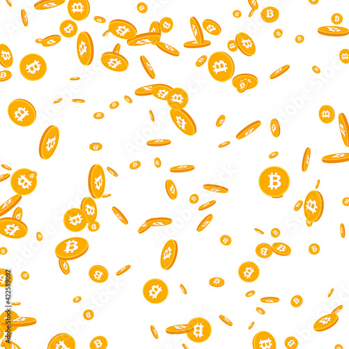 Background with 3d orange Bitcoin coins.