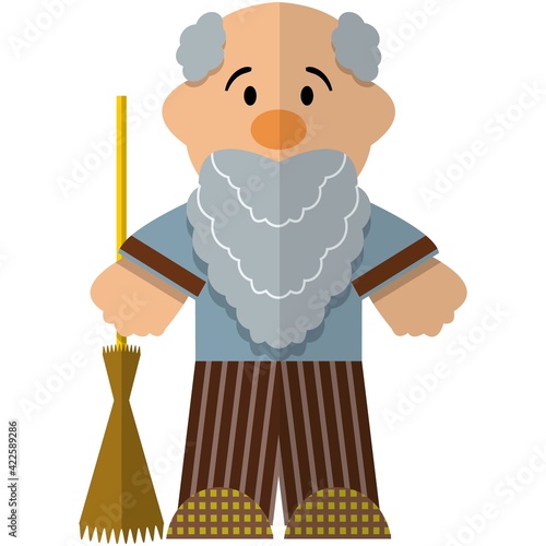 Grandfather doll vector isolated on white background