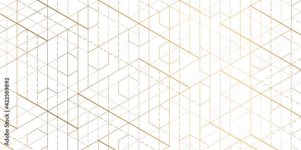 Fototapeta premium Hexagons on white background.Technical drawing.Geometric rhombuses.Abstract tech.Vector illustration.