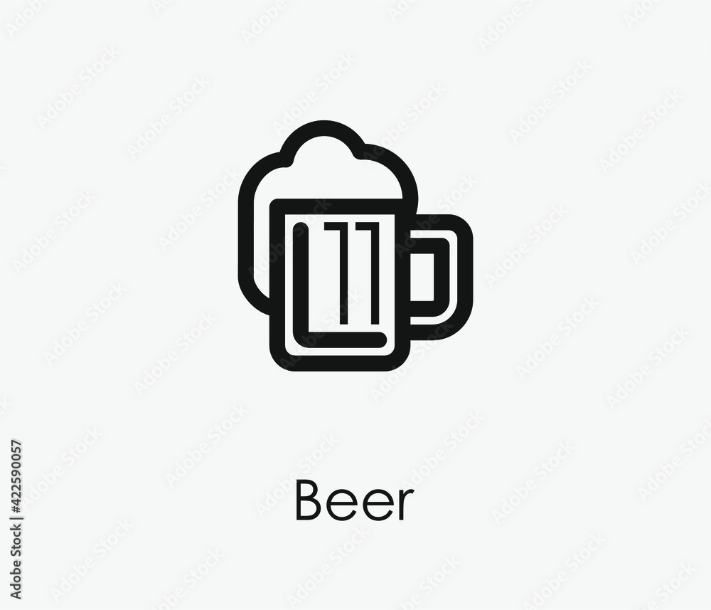Beer vector icon. Editable stroke. Symbol in Line Art Style for Design, Presentation, Website or Apps Elements. Pixel vector graphics - Vector Beer vector icon. Editable stroke. Symbol in Line Art Style for Design, Presentation, Website or Apps Elements. Pixel vector graphics - Vector