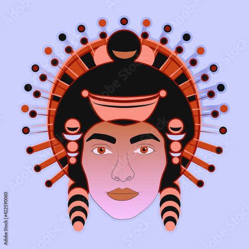 beautiful woman in a headdress. vector queen. for print.