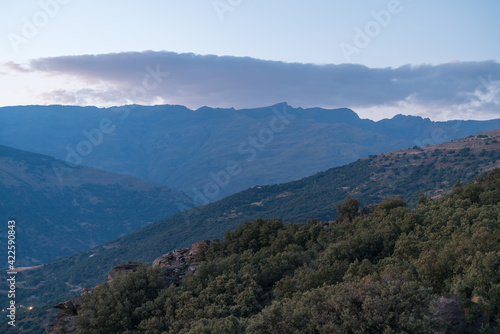 Sunset in Sierra Nevada in southern Spain