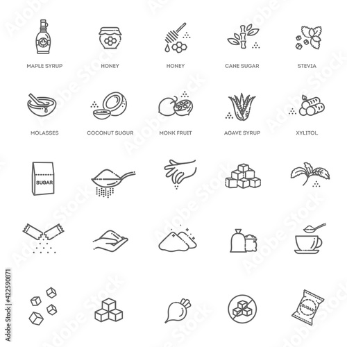 Collection symbol of healthy products and sugar alternatives, natural substitutes