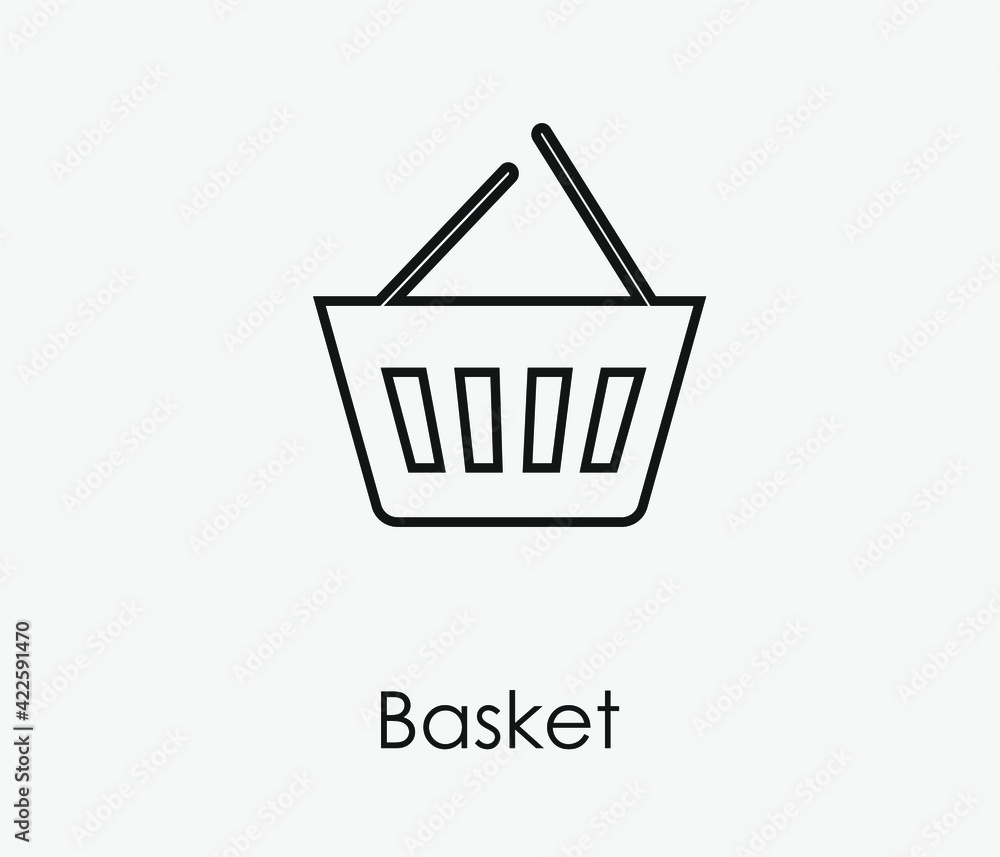 Shopping basket vector icon. Editable stroke. Symbol in Line Art Style for Design, Presentation, Website or Apps Elements. Pixel vector graphics - Vector Shopping basket vector icon. Editable stroke. Symbol in Line Art Style for Design, Presentation, Website or Apps Elements. Pixel vector graphics - Vector