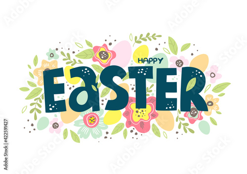 Happy Easter colorful lettering. Vector illustration EPS 10