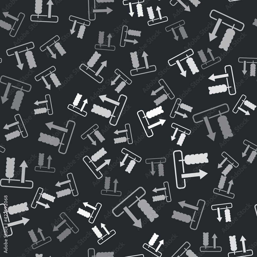 Grey Cereals set with rice, wheat, corn, oats, rye, barley icon isolated seamless pattern on black background. Ears of wheat bread symbols. Vector Grey Cereals set with rice, wheat, corn, oats, rye, barley icon isolated seamless pattern on black background. Ears of wheat bread symbols. Vector
