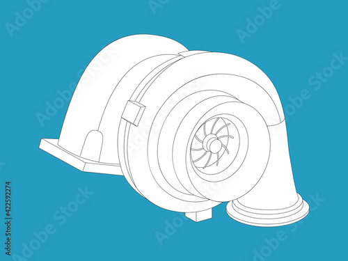 Symbol of a car Turbocharger on an isolated background. Vector illustration.
