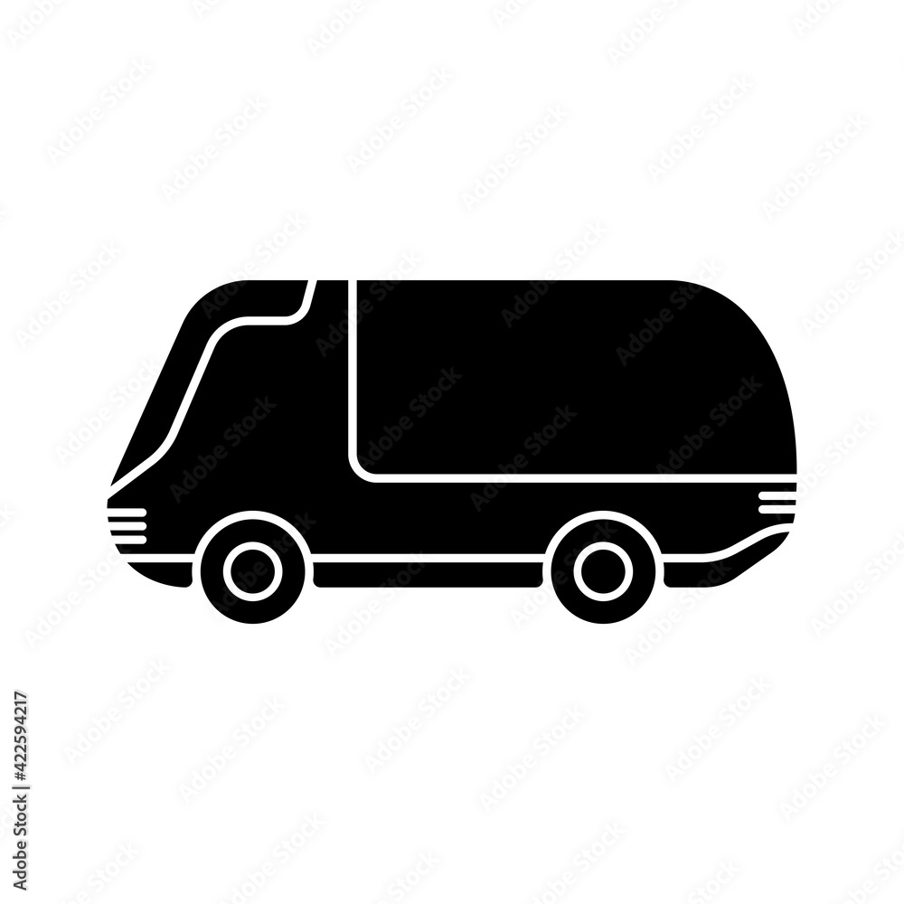 Truck icon. Unmanned electric vehicle. Black silhouette. Side view. Vector simple flat graphic illustration. The isolated object on a white background. Isolate.