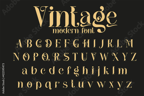 Vintage decorative font - Cathleen. Retro typerface. Elegance serif alphabet. Vector font for label, branding, tags, t-shirt, alcohol bottle.