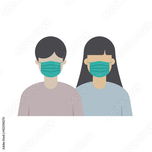 Boy and girl with mask