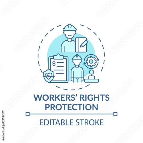 Workers rights protection concept icon. Legal services types. Give chance to choose money earning way idea thin line illustration. Vector isolated outline RGB color drawing. Editable stroke