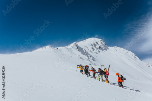 skiing in the mountains