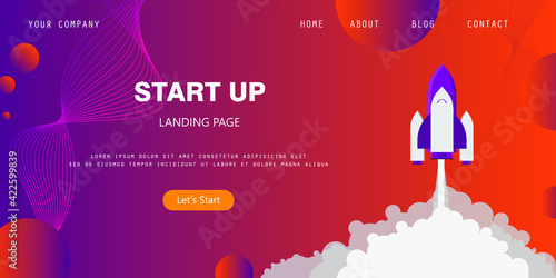 Business Landing Page with roket template with eps 10 for free royalty