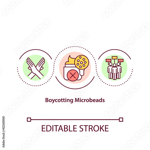 Boycotting microbeads concept icon. Microplastic pollution idea thin line illustration. Modern eco movement. Global warming problem. Vector isolated outline RGB color drawing. Editable stroke