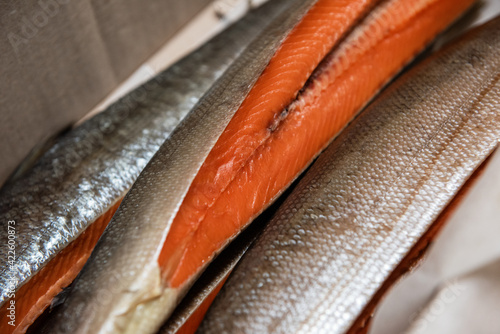 Smoked fish in craft paper ...