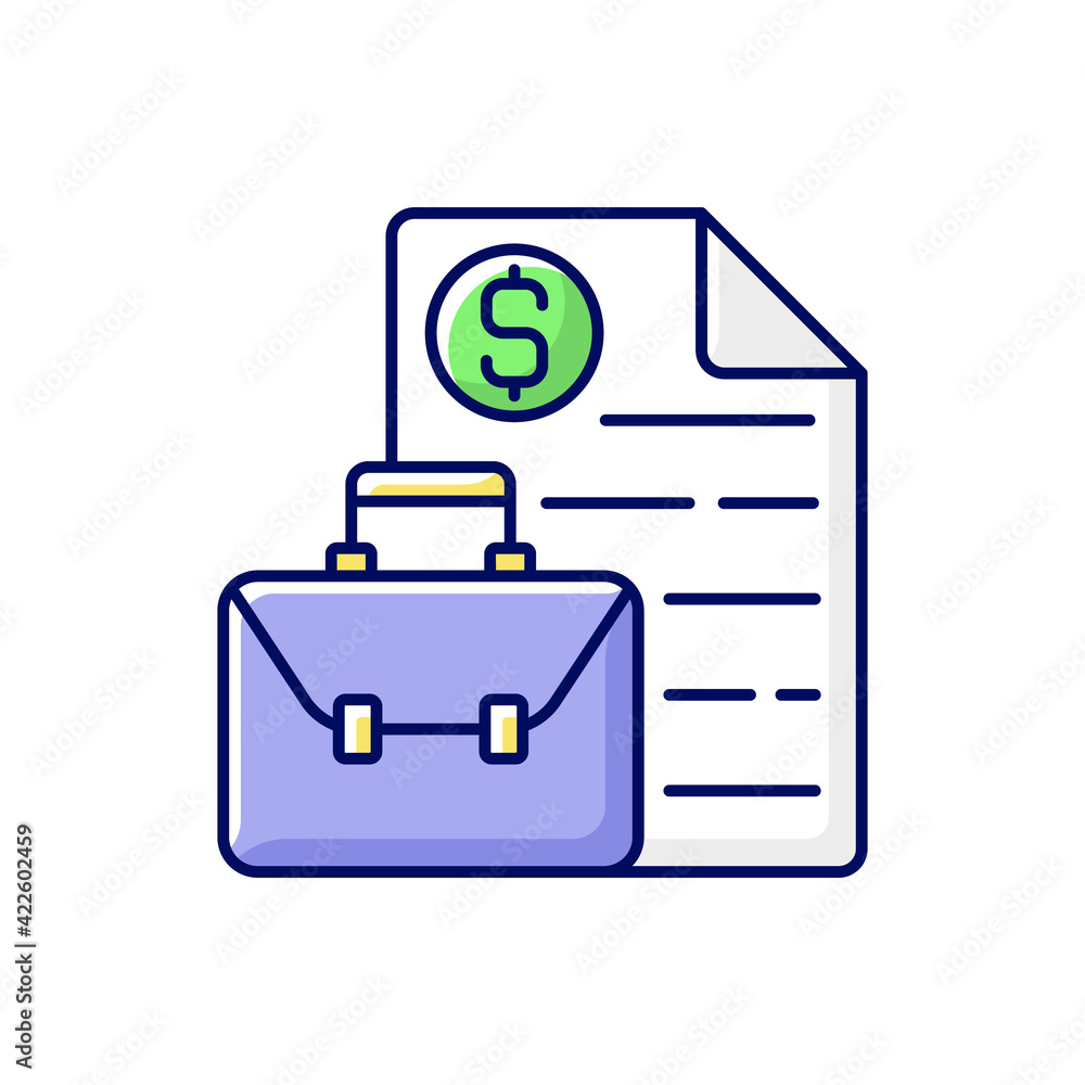 Business broker RGB color icon. Intermediary and brokerage services. Professional consulting on marketing. Commercial deal. Contract for investment. Legal help. Isolated vector illustration Business broker RGB color icon. Intermediary and brokerage services. Professional consulting on marketing. Commercial deal. Contract for investment. Legal help. Isolated vector illustration