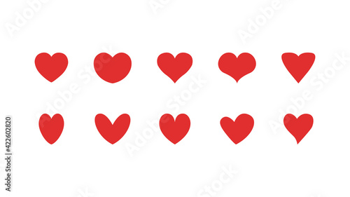 Set of hand-drawn hearts isolated on white background. Vector illustration