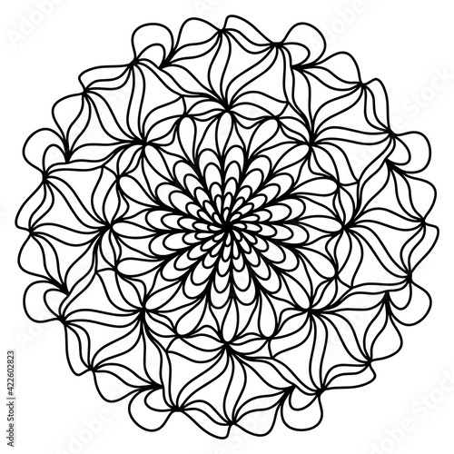 Easy mandala like flower or star  basic and simple mandalas Coloring Book for adults  seniors  and beginner. Digital drawing. Floral. Flower. Oriental. Book Page. Vector.