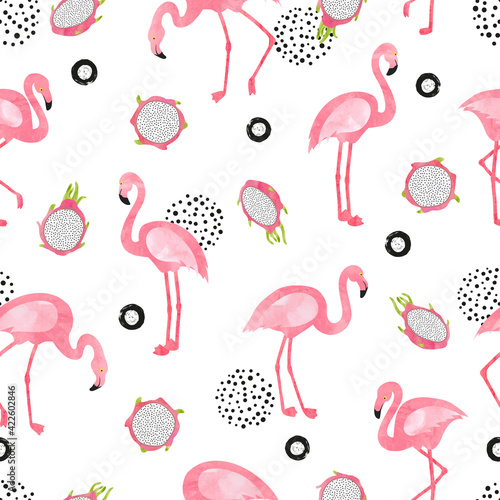 Flamingo bird pattern. Vect...