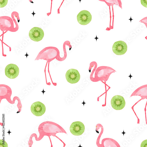 Flamingo bird pattern. Vect...