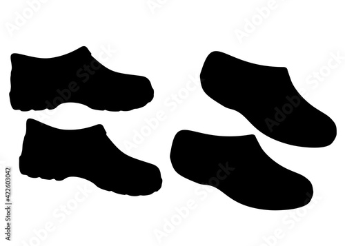 Rubber galoshes in a set. Vector image.