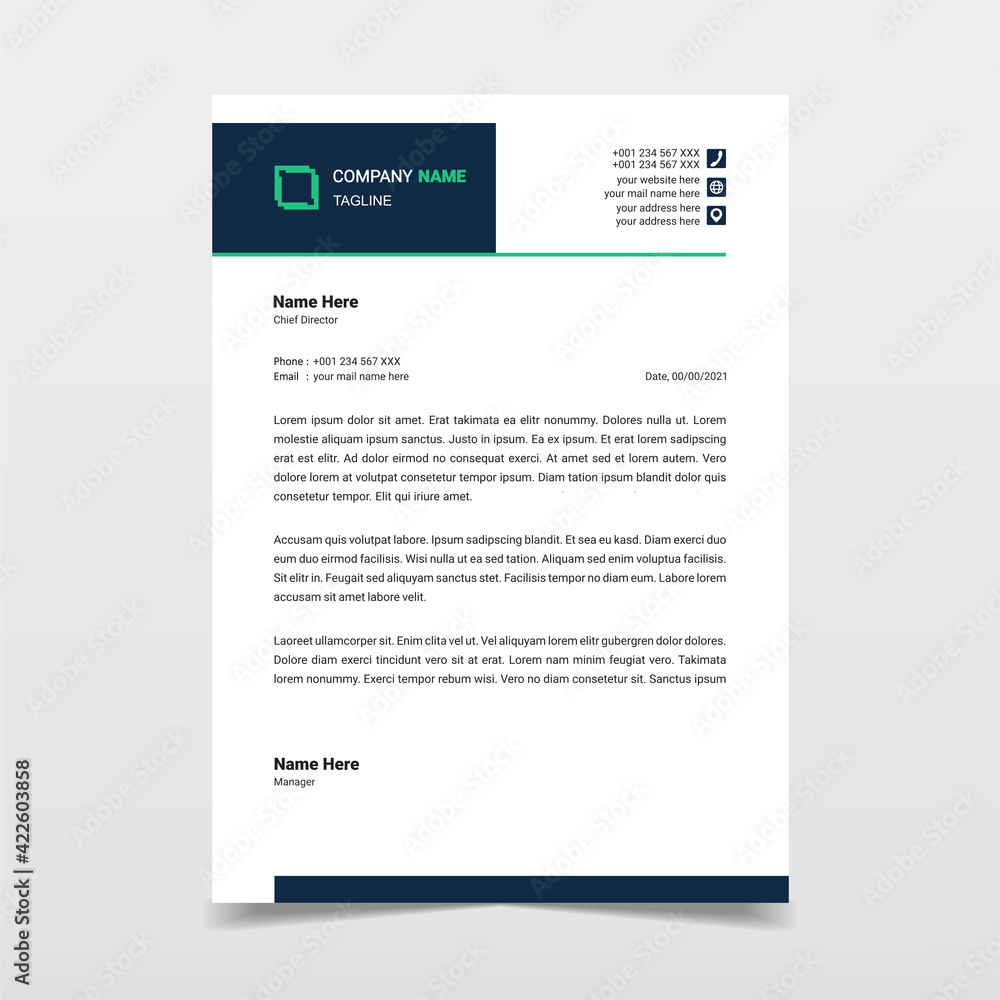 Letterhead design template. Creative, clean and elegant modern business professional letterhead template design. Illustration vector Letterhead design template. Creative, clean and elegant modern business professional letterhead template design. Illustration vector