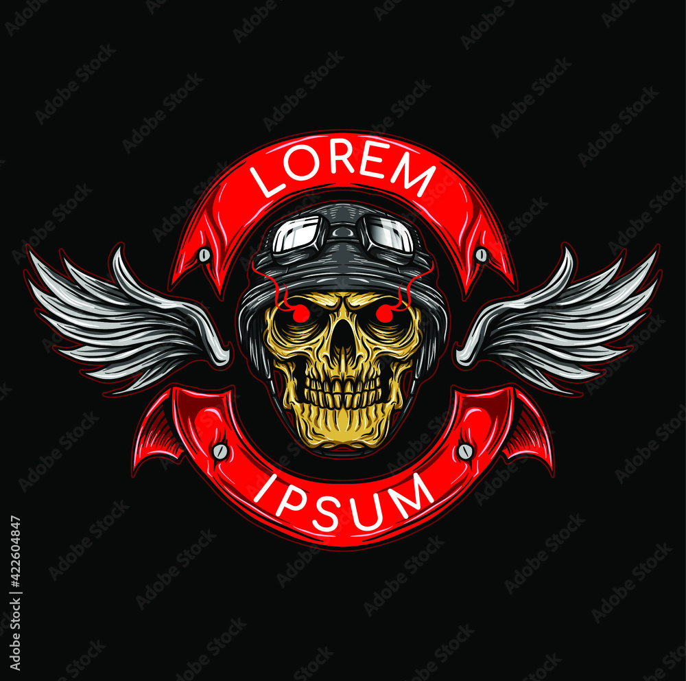 Skull patch with retro helmet Skull patch with retro helmet