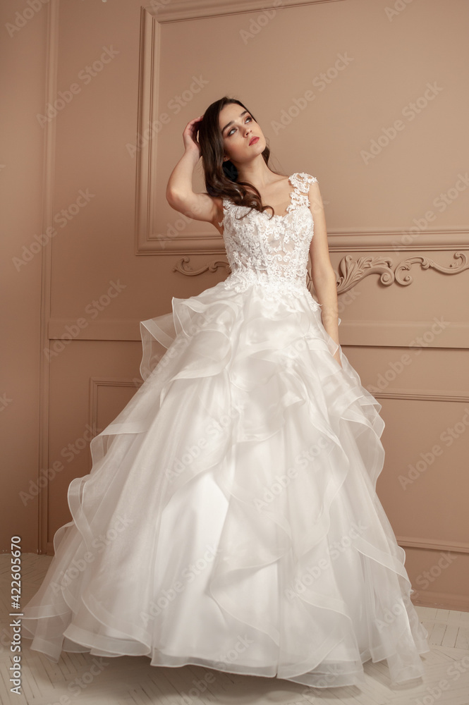 Beautiful bride in a luxurious wedding dress Beautiful bride in a luxurious wedding dress