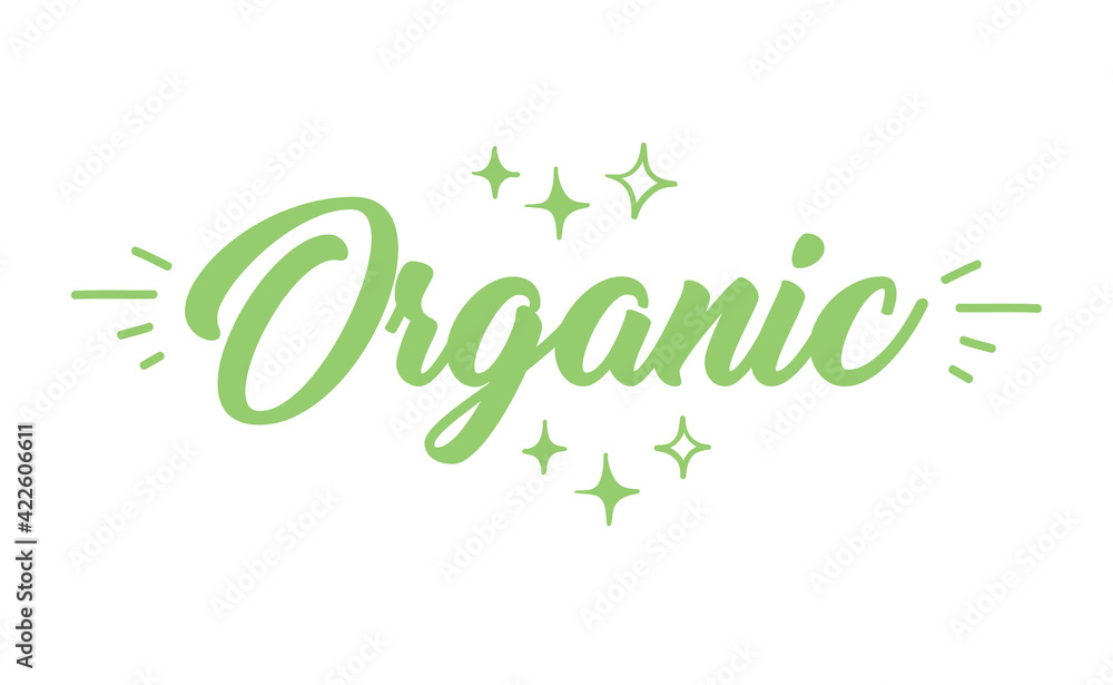 Fototapeta premium Organic lettering. Hand drawn word organic. Logo template for organic products, healthy food markets.