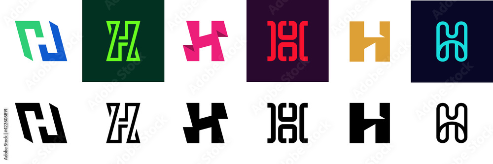 Set of letter H. Icon design. Template elements - Collection of vector sign Set of letter H. Icon design. Template elements - Collection of vector sign