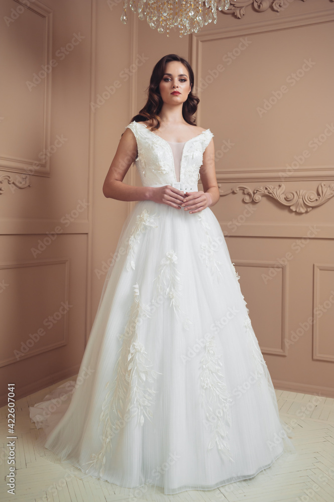 Beautiful bride before wedding ceremony in church Beautiful bride before wedding ceremony in church