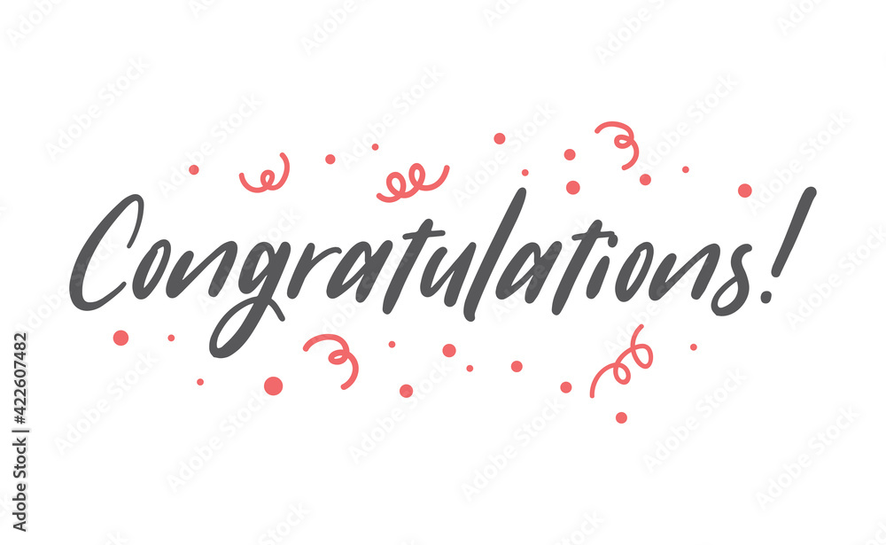 Fototapeta premium Congratulations hand written lettering calligraphic text. Congrats greeting message.