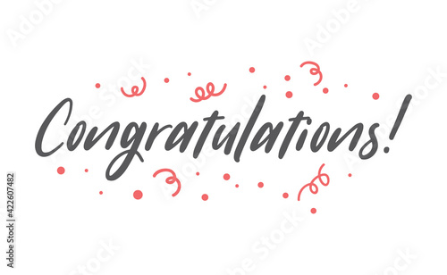 Congratulations hand written lettering calligraphic text. Congrats greeting message.