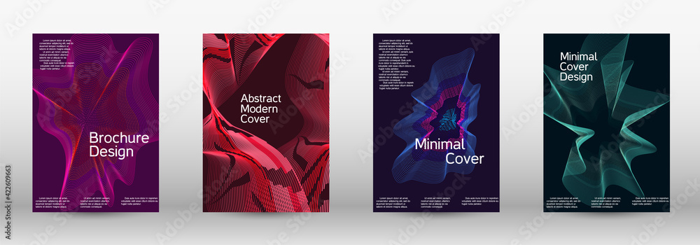 Minimum vector coverage. A set of modern abstract covers. Creative backgrounds from abstract lines