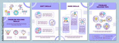 Problem solving tips brochure template. Soft, hard skills. Flyer, booklet, leaflet print, cover design with linear icons. Vector layouts for presentation, annual reports, advertisement pages