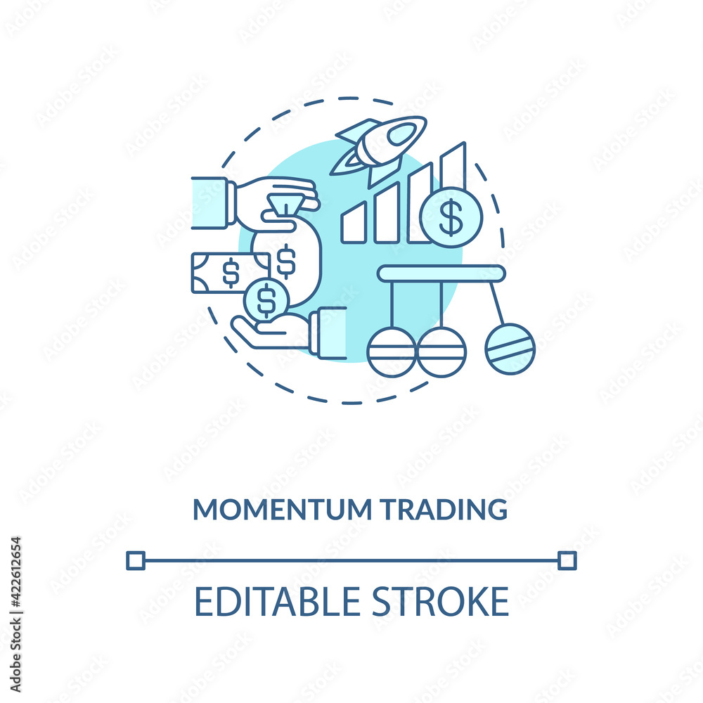 Momentum trading concept icon. Stock trading strategy idea thin line illustration. Analyzing price and volume information. Asset prices. Vector isolated outline RGB color drawing. Editable stroke Momentum trading concept icon. Stock trading strategy idea thin line illustration. Analyzing price and volume information. Asset prices. Vector isolated outline RGB color drawing. Editable stroke